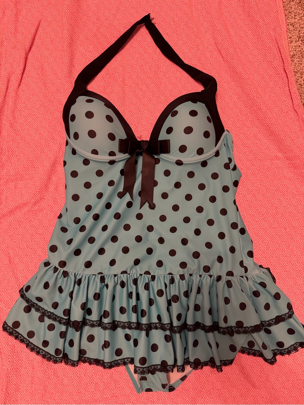 Retro Stage Blue Polka Dot Swimsuit